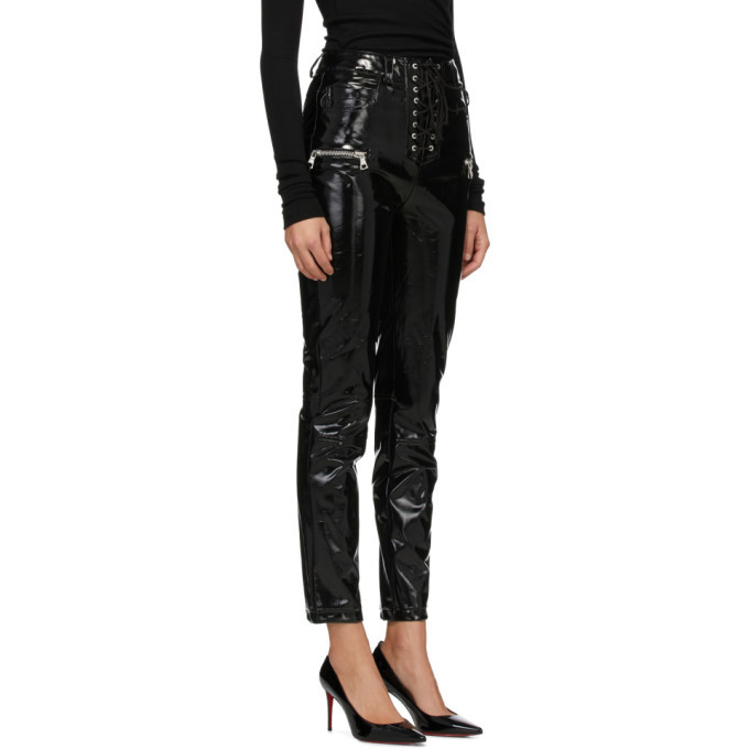 Unravel Black Vinyl Lace-Up Trousers