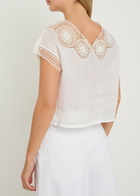 Nili Lotan Caila Embroidered Ramie top Off White