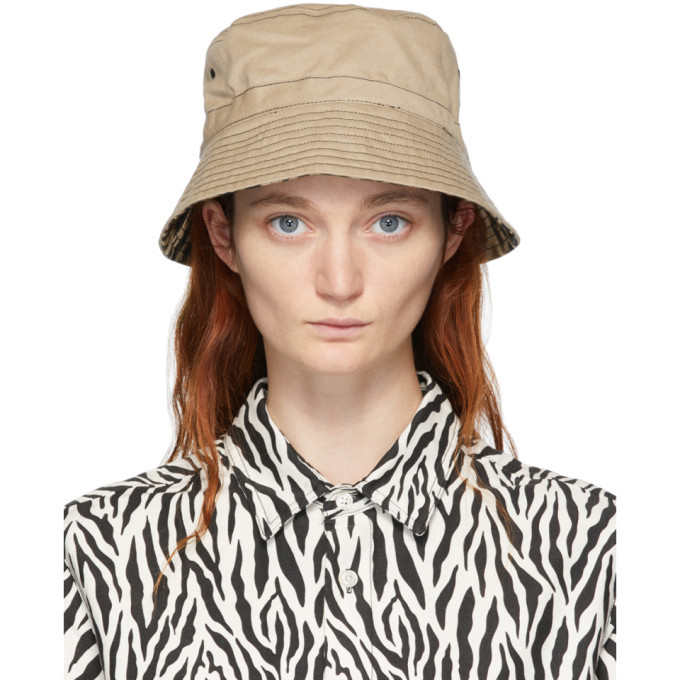 R13 Reversible Khaki Leopard Bucket Hat R13