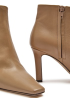 The Row Carla 80 Leather Ankle Boots Beige