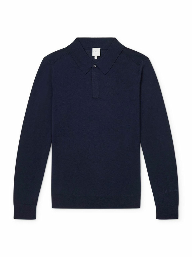 Photo: Paul Smith - Merino Wool Polo Shirt - Blue