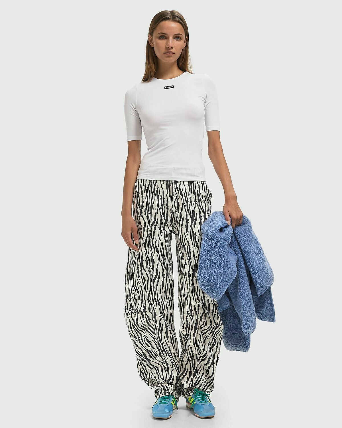 ROTATE Birger Christensen PRINTED TWILL CARGO PANTS black/white Womens Casual Pant
