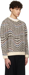 Dime Off-White Houndstooth Knit Sweater