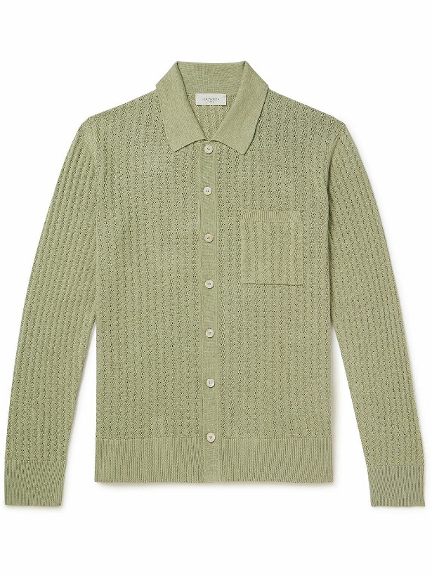 Photo: PIACENZA 1733 - Pointelle-Knit Silk and Linen-Blend Shirt - Green