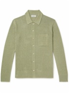 PIACENZA 1733 - Pointelle-Knit Silk and Linen-Blend Shirt - Green