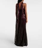 Elie Saab Scarf-detail sequined gown
