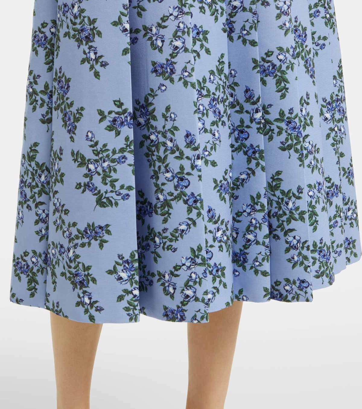 strapless open back dress Verona Floral Blue Midi Dress