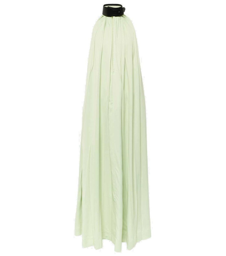 Photo: Ferragamo Faux leather-trimmed pleated gown