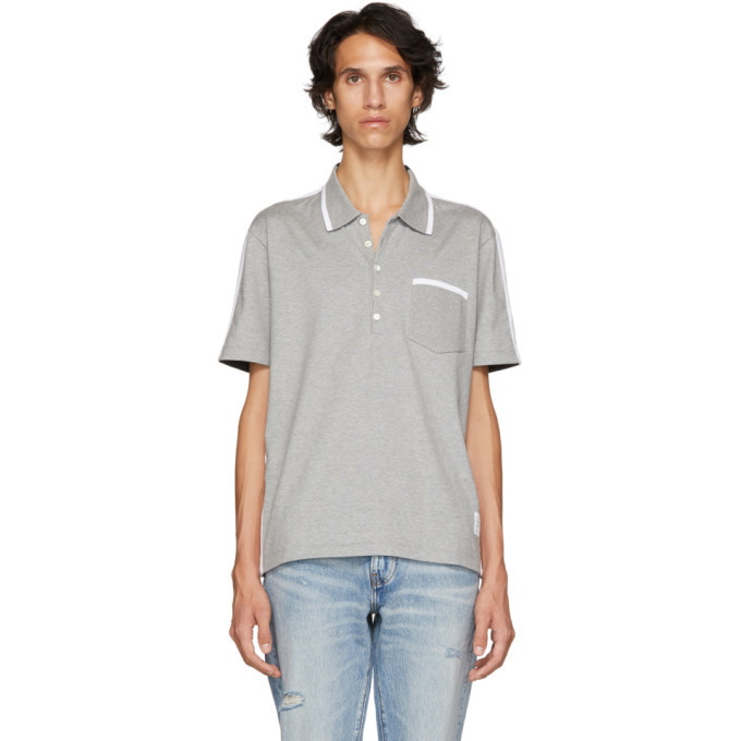 Photo: Thom Browne Grey and Navy Bicolor Polo