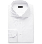 Ermenegildo Zegna - White Slim-Fit Cutaway-Collar Cotton-Piqué Shirt - White