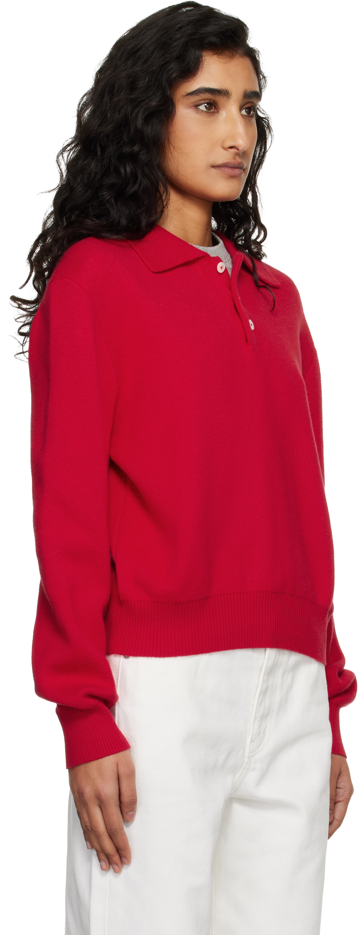 Dunst Red Cashmere Collared Sweater Polo