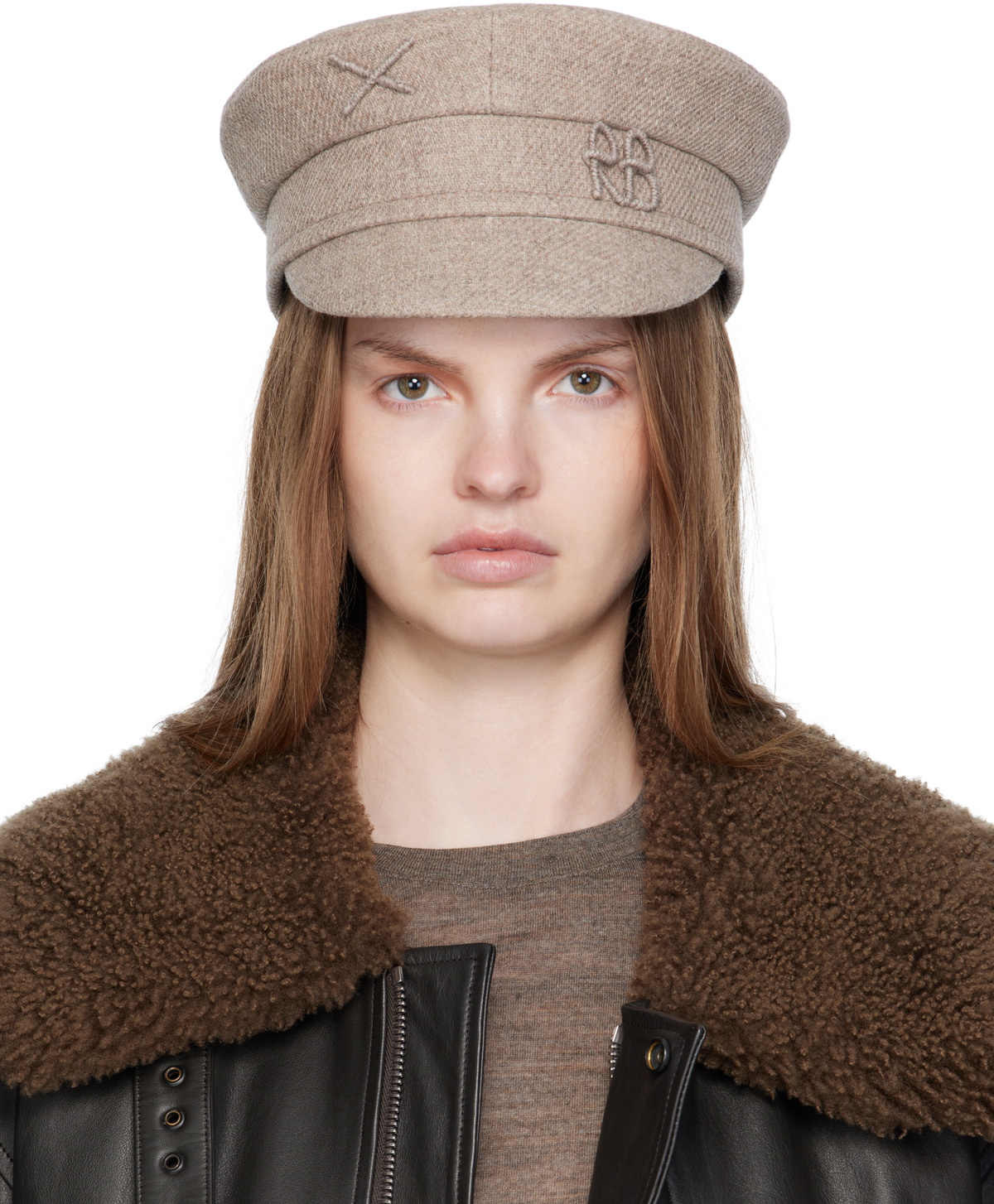 Ruslan Baginskiy Beige Logo-Embellished Baker Boy Cap