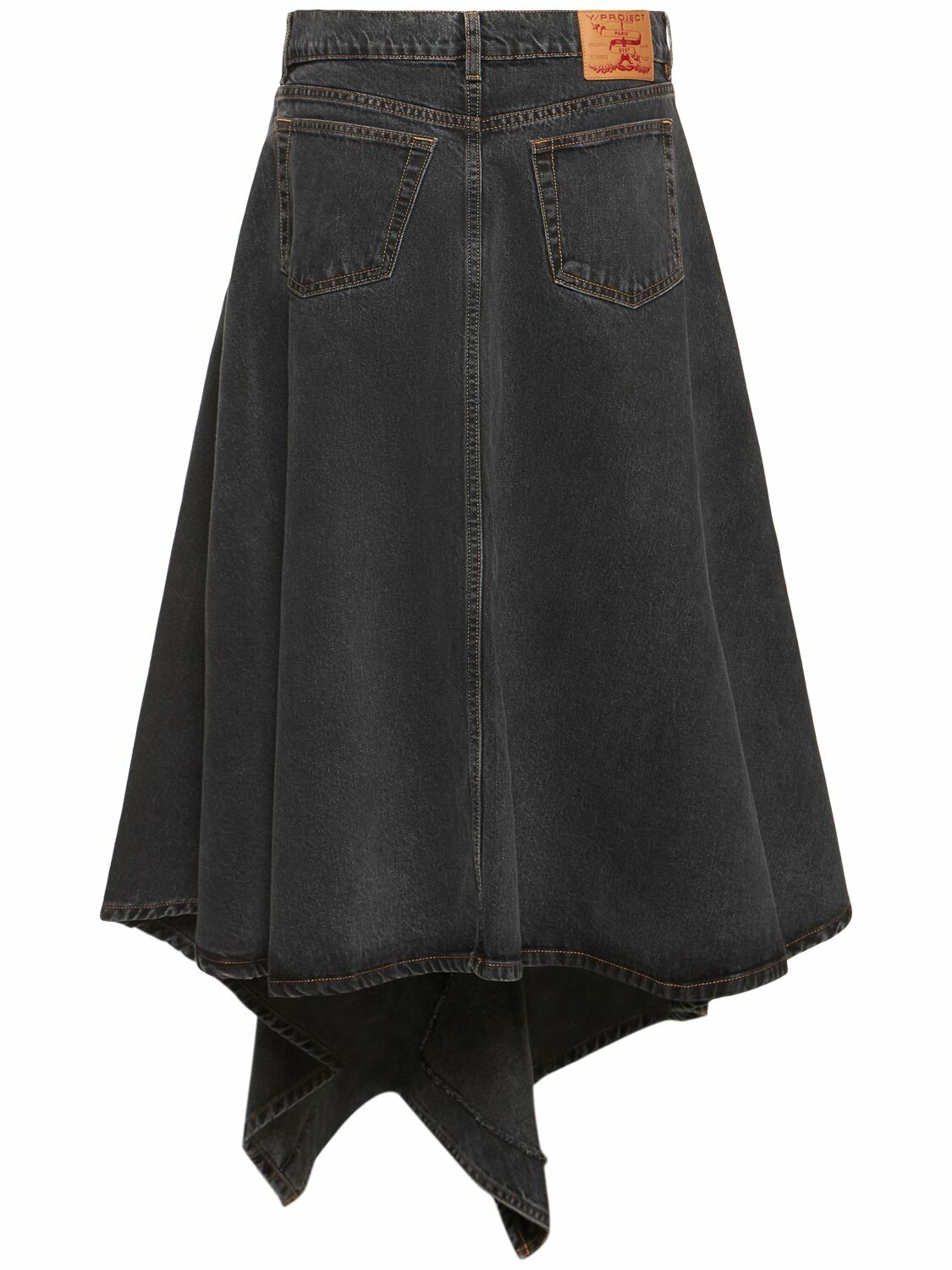 Y/PROJECT Asymmetric High Rise Denim Midi Skirt