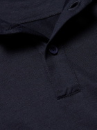 Mr P. - Silk and Cotton-Blend Polo Shirt - Blue