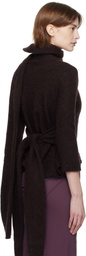 AARON ESH Brown Tied Roller Neck Sweater