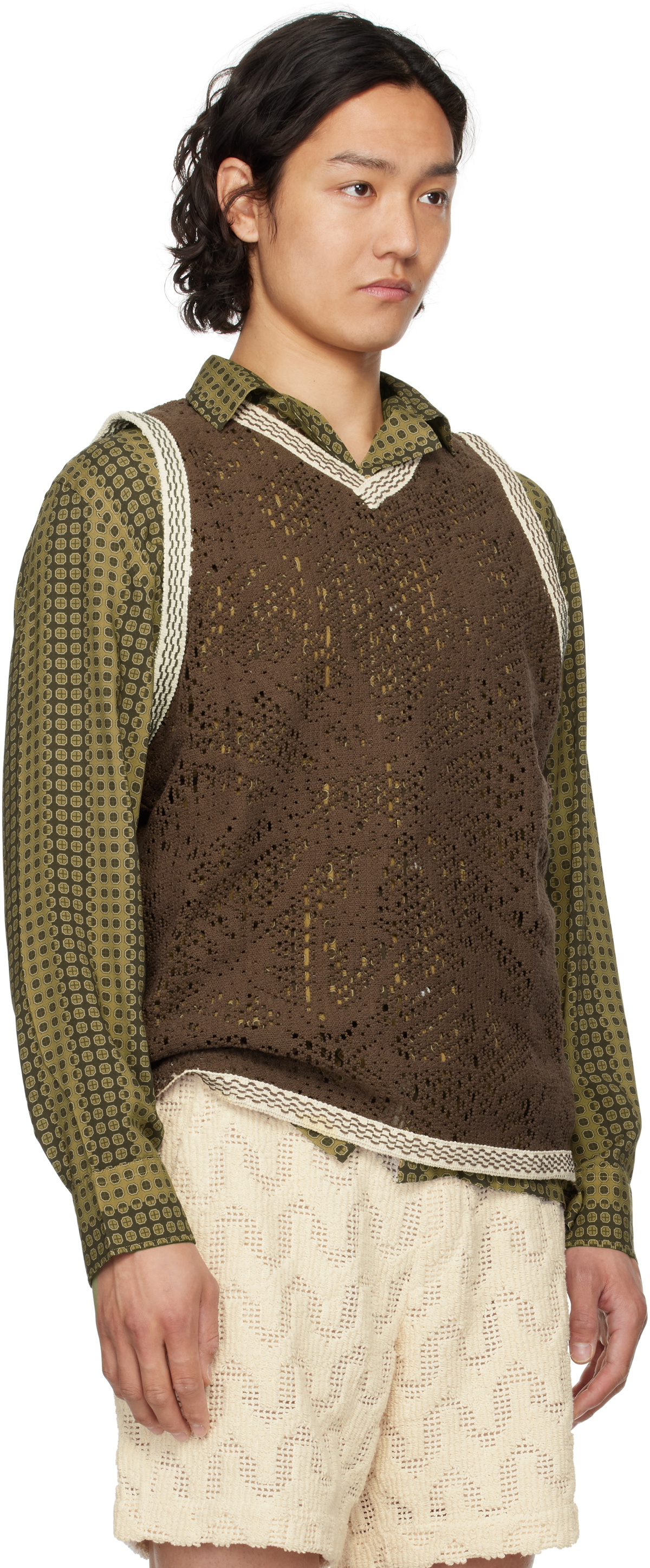 OAS Brown Astrea Orion Crochet Vest