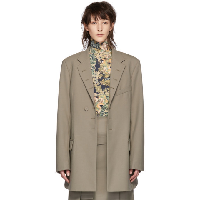 Rokh Beige Oversized Buttonhole Blazer Rokh