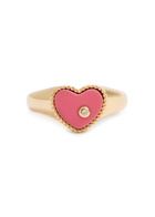 Yvonne Leon Baby Chevalière Coeur 9kt Gold Pinky Ring Pink