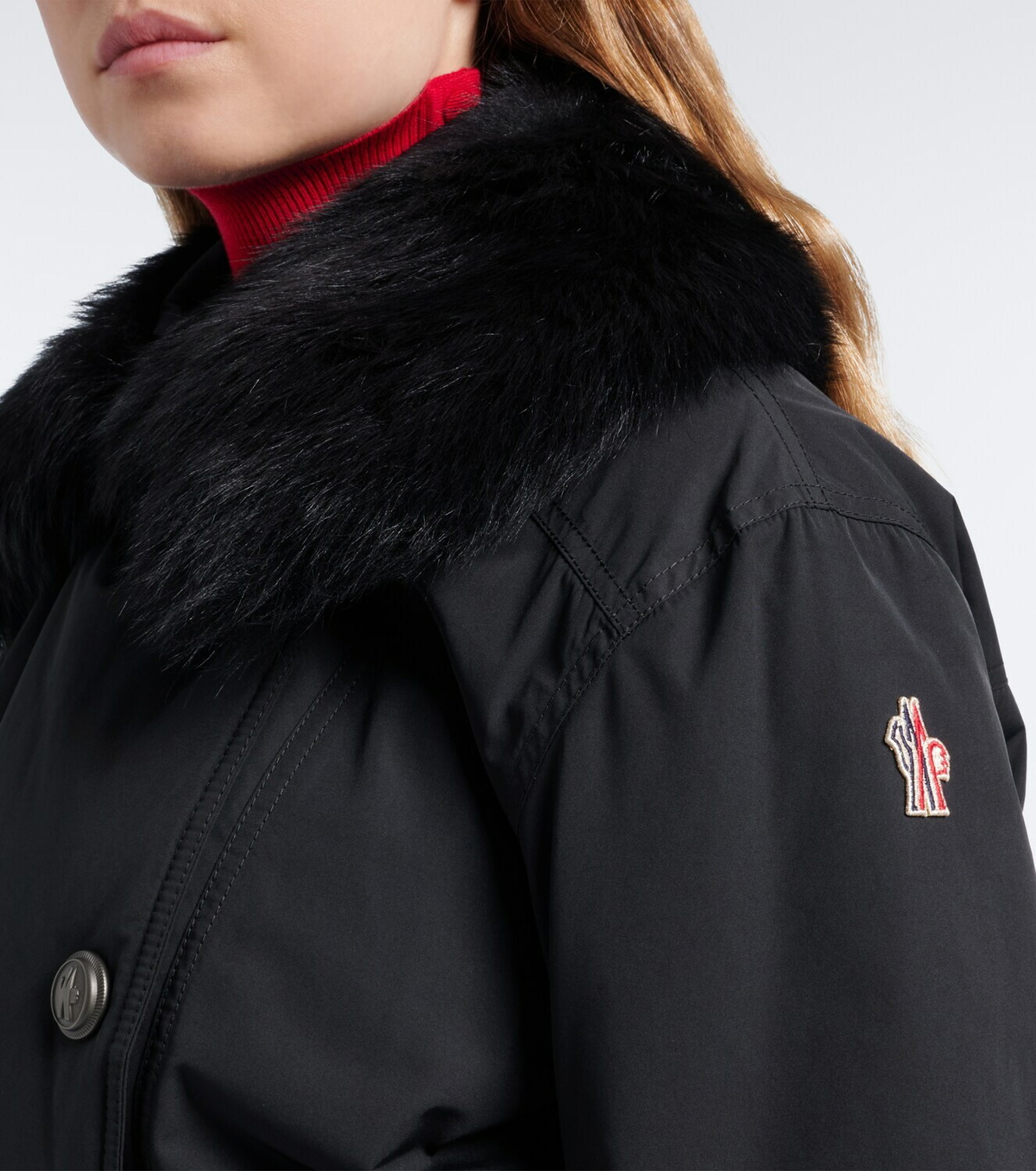 Moncler Grenoble Belted shearling-trimmed ski suit