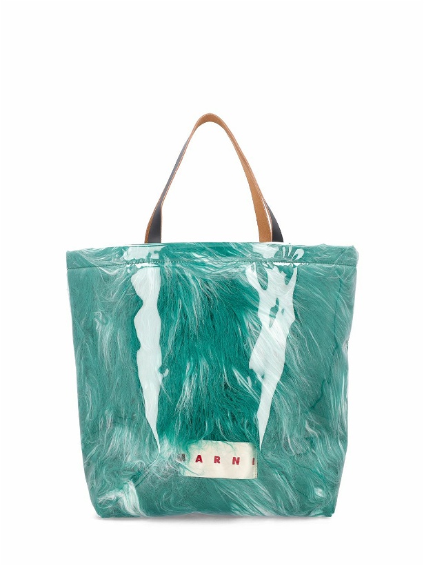 Photo: MARNI - Transparent Fabric Faux Fur Tote Bag