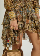 Etro Leopard-print Frill Silk Mini Skirt Multicoloured 1