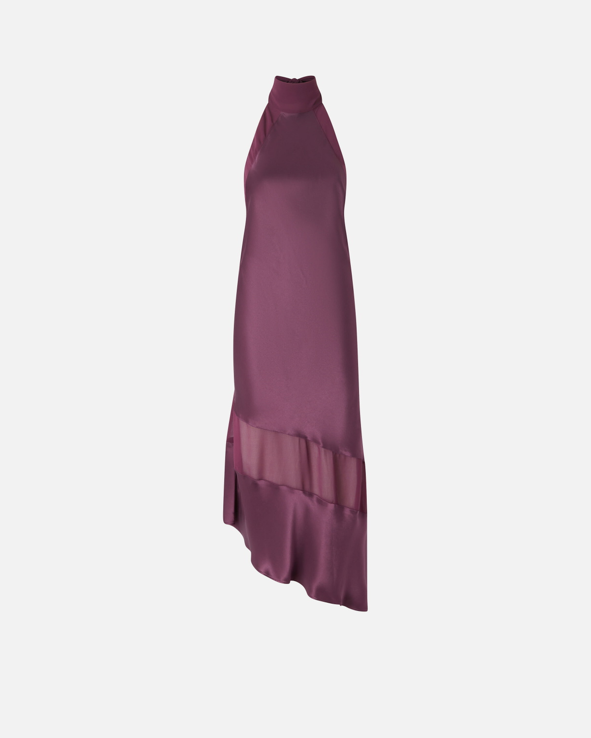 Pinko Satin And Georgette Open Back Dress Grape Wine Pinko