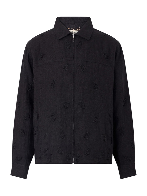 Photo: Kartik Research - Embellished Linen Blouson Jacket - Black