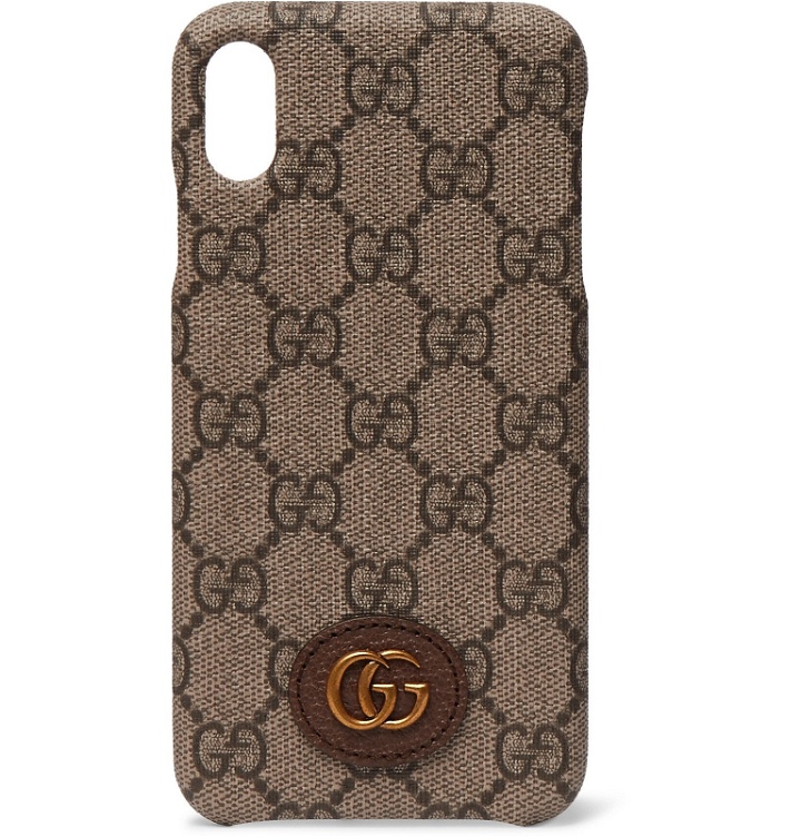 Photo: Gucci - Opidia Leather-Trimmed Monogrammed Coated-Canvas iPhone XS Max Case - Brown