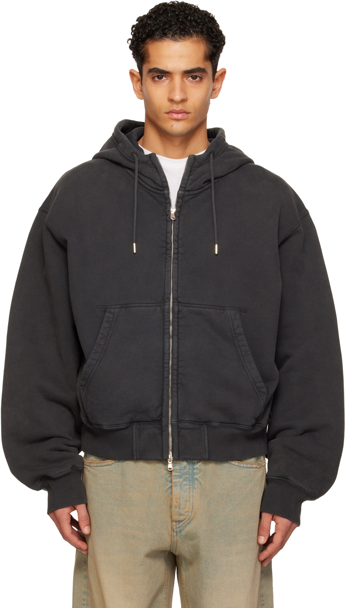 HOPE Black Oversized Zip-Up Hoodie