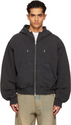 HOPE Black Oversized Zip-Up Hoodie