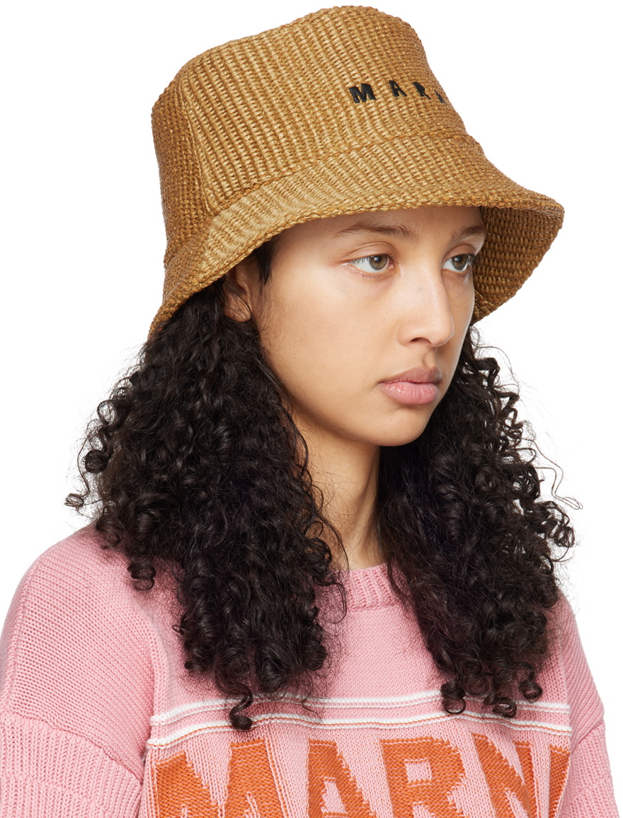 Marni Tan Embroidered Bucket Hat Marni