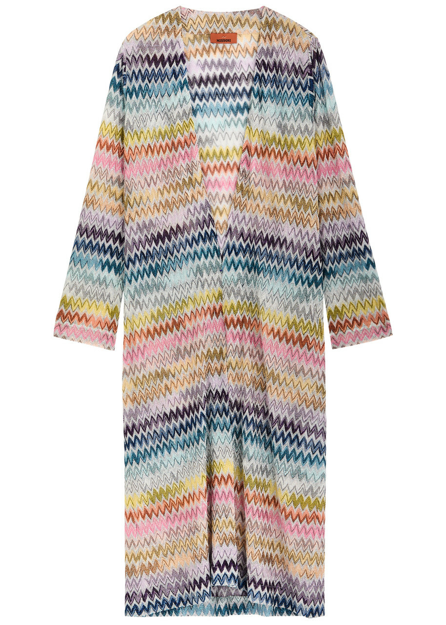 Missoni Zigzag-intarsia Metallic-knit Cardigan Silver Missoni