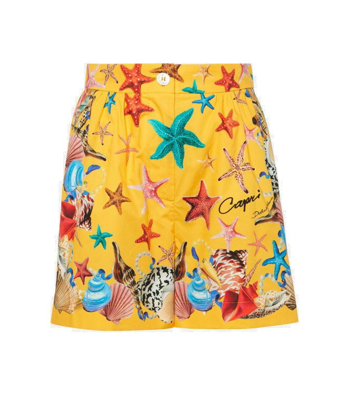 Photo: Dolce&Gabbana Capri printed high-rise cotton shorts