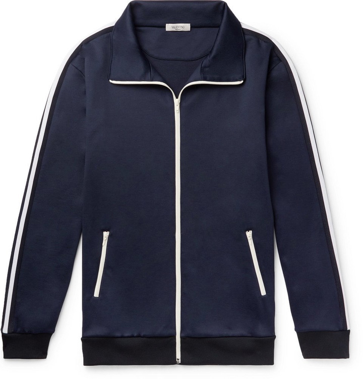 Photo: Valentino - Oversized Striped Tech-Jersey Track Jacket - Men - Navy