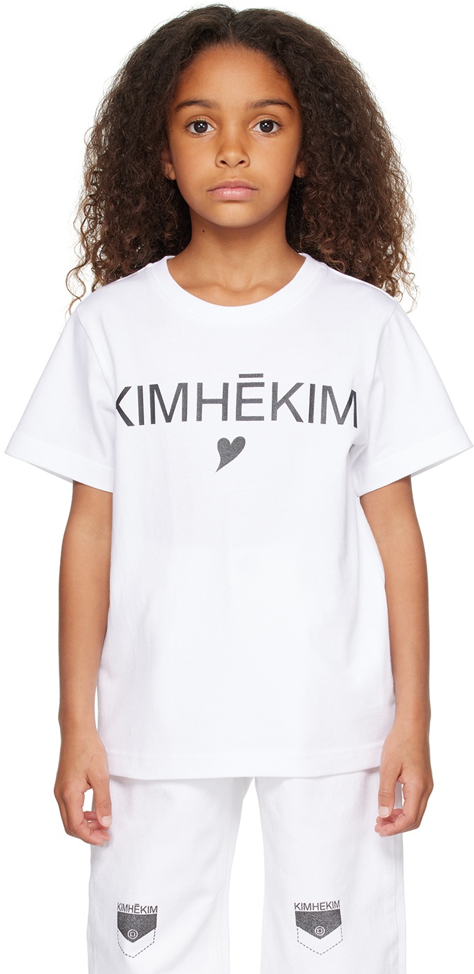 KIMHĒKIM Kids White Heart T-Shirt KIMHĒKIM