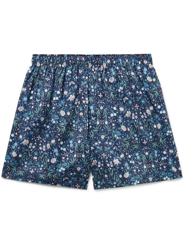 Photo: Sunspel - Liberty London Floral-Print Cotton Boxer Shorts - Blue