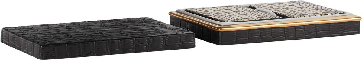 L'OBJET Black Crocodile Playing Cards & Case Set