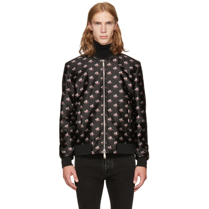 Photo: Dsquared2 Black and Pink Floral Bomber Jacket 