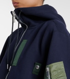 Sacai Paneled cotton-blend zip-up hoodie