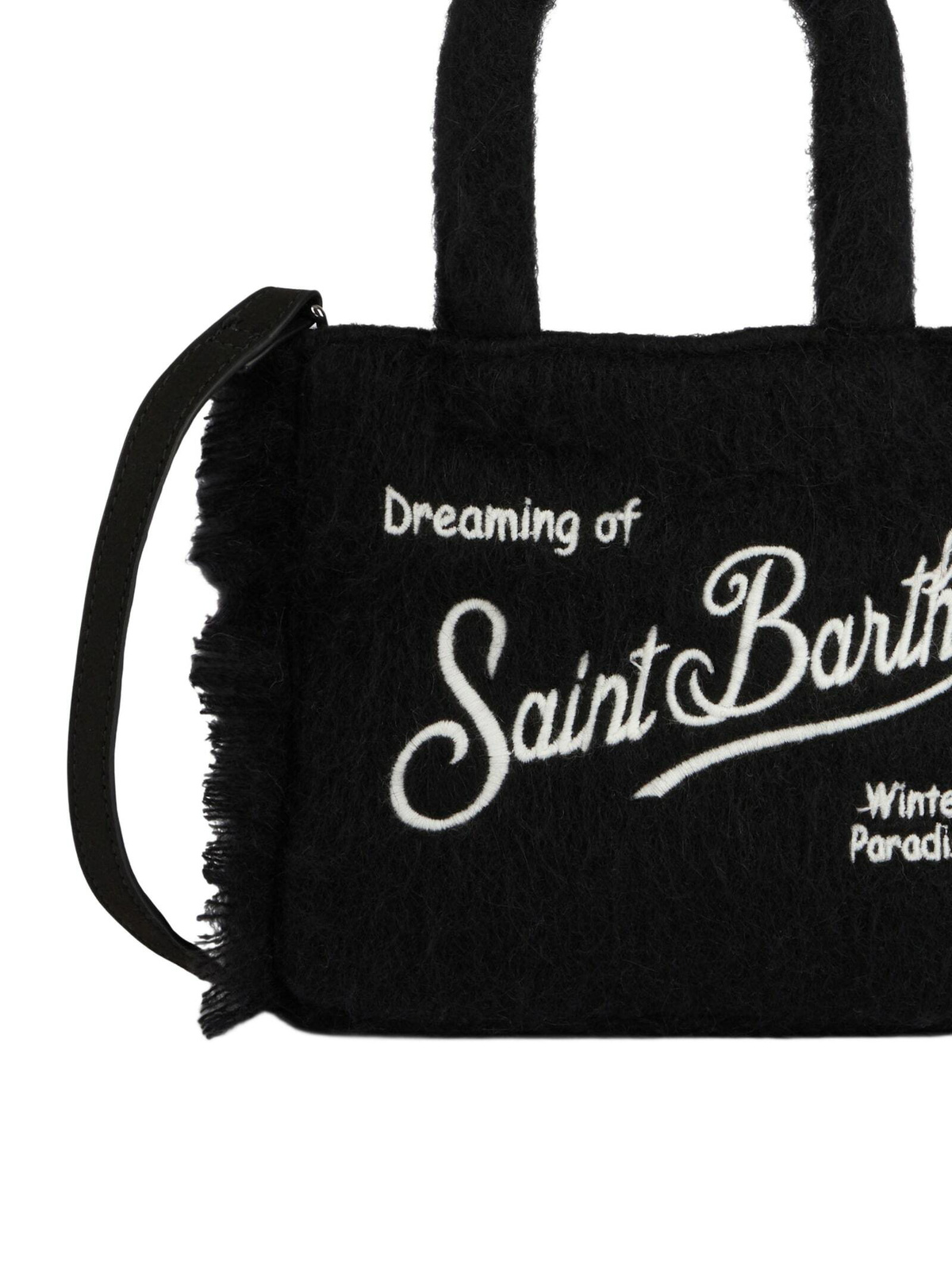 MC2 Saint Barth Wooly Mini Vanity Fringed Black Bag
