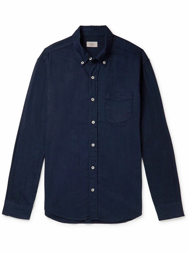 Photo: Altea - Button-Down Collar Cotton and Modal-Blend Flannel Shirt - Blue