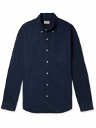 Altea - Button-Down Collar Cotton and Modal-Blend Flannel Shirt - Blue
