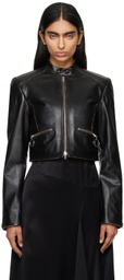 Acne Studios Black Quilted Shoulders Leather Biker Jacket