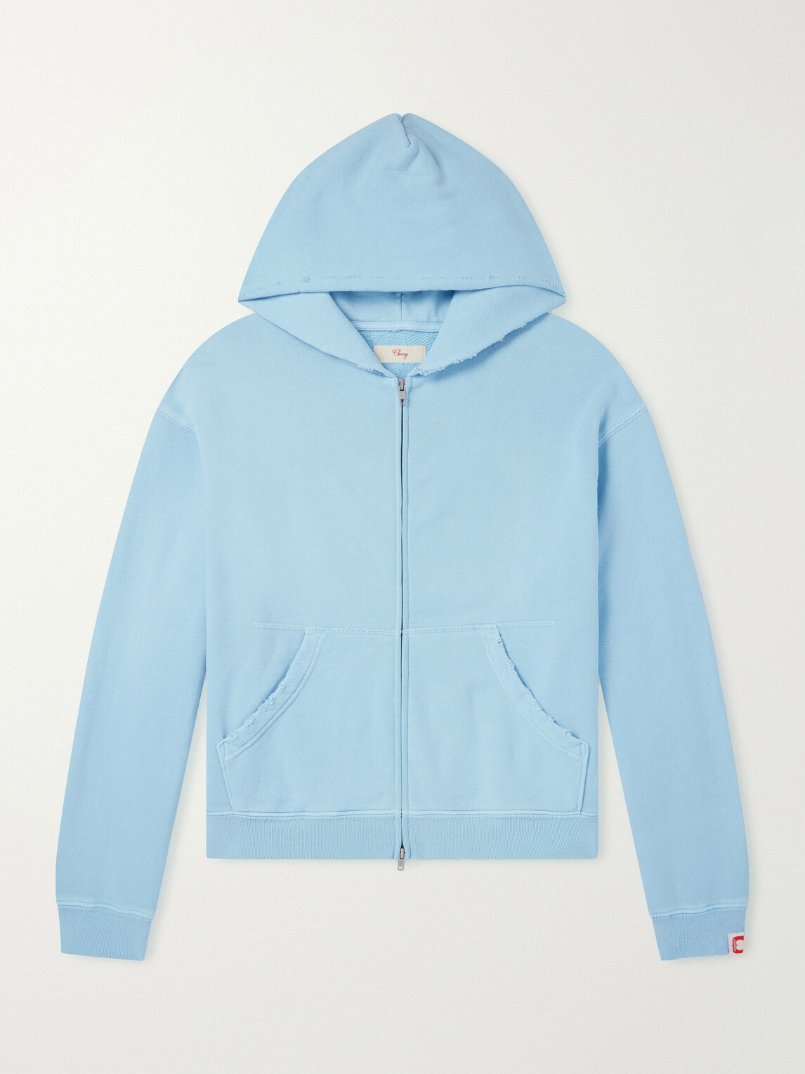 Cherry Los Angeles - Distressed Cotton-Fleece Zip-Up Hoodies - Blue