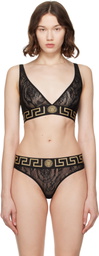Versace Black Greca Border Lace Bra