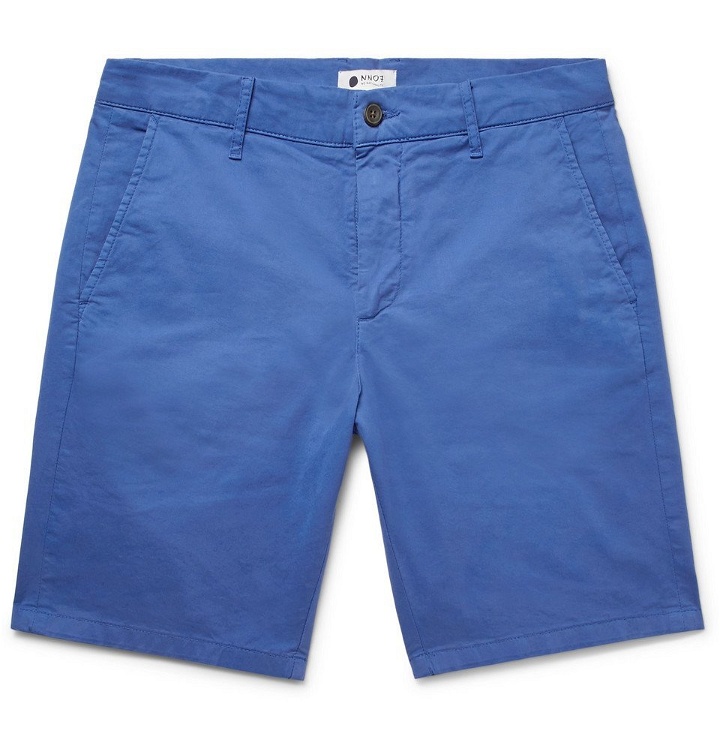 Photo: NN07 - Crown Garment-Dyed Stretch-Cotton Twill Shorts - Men - Cobalt blue