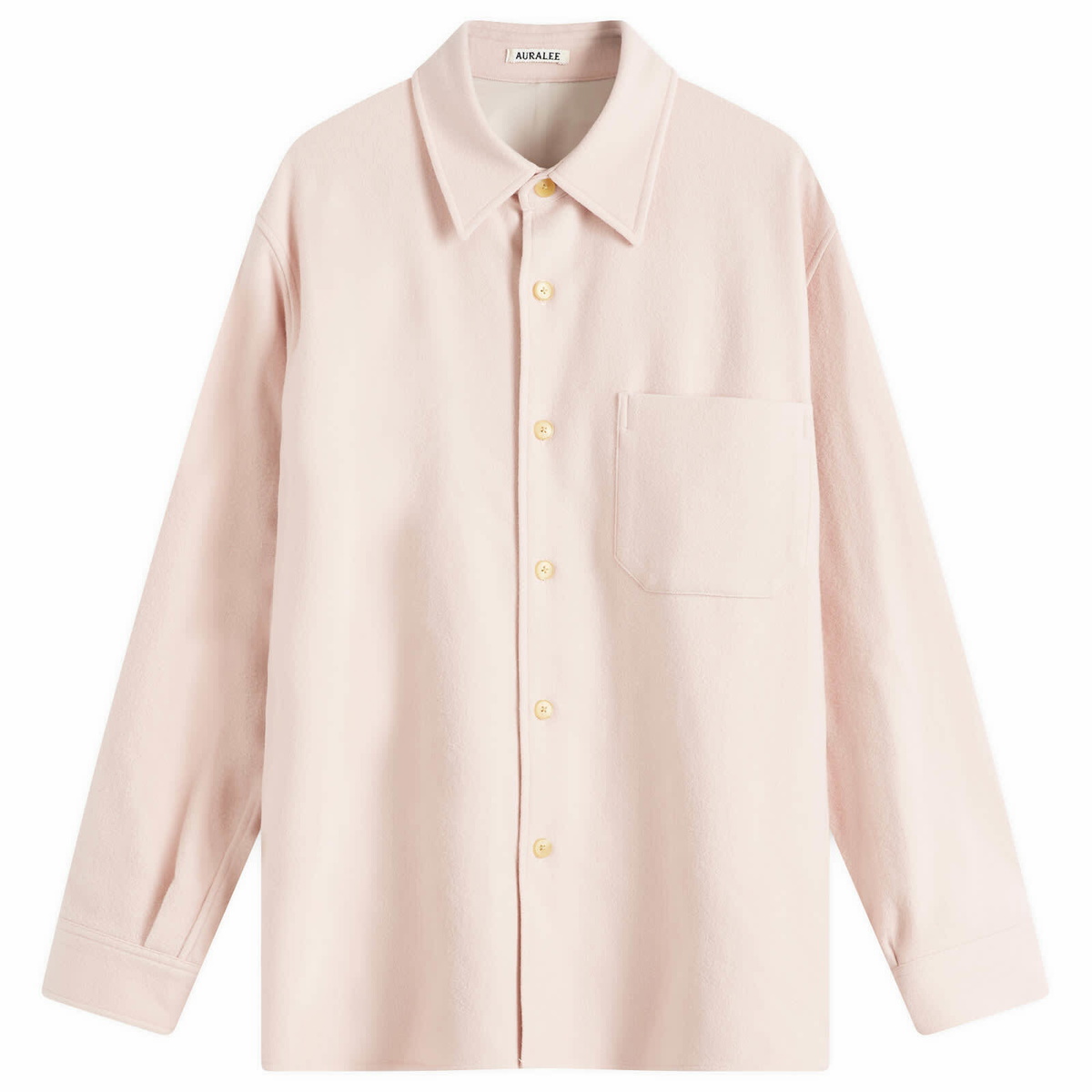 Auralee Men's Super Fine Wool Shirt in Light Pink Auralee