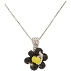 Bottega Veneta Silver and Black Sunflower Necklace