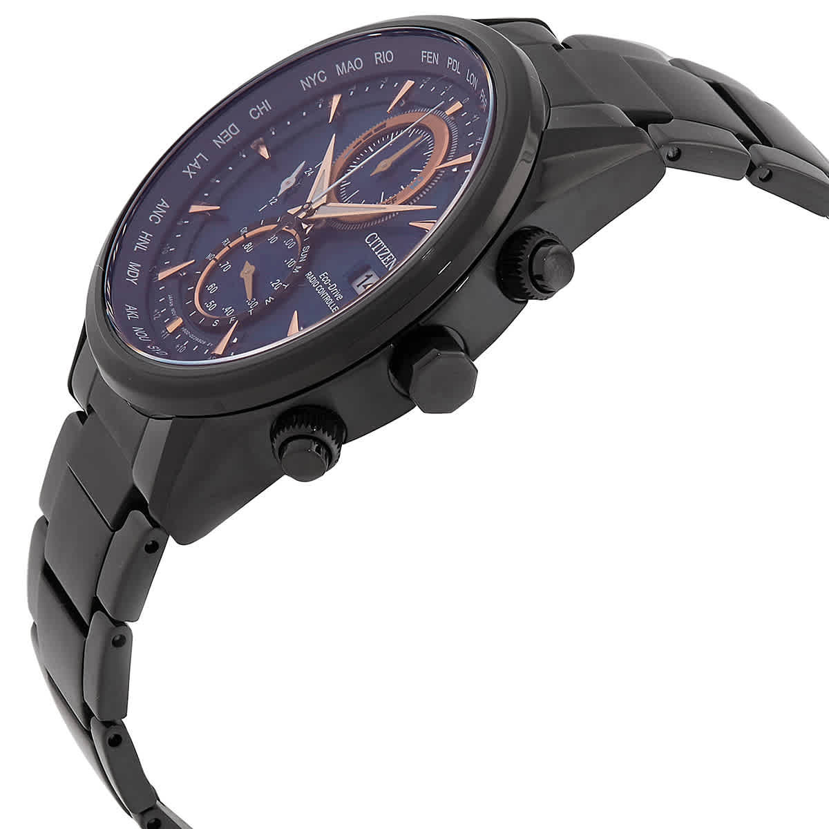 Citizen Radio-Controlled World Time Chronograph Blue Dial Mens Watch AT8265-57L