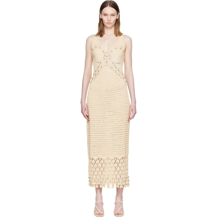 Photo: Rabanne Beige Handmade Crochet Midi Dress